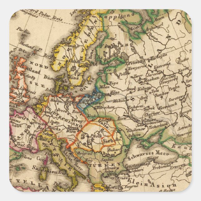 Europa 12 quadratischer aufkleber (Vorderseite)