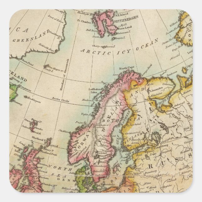 Europa 3 quadratischer aufkleber (Vorderseite)