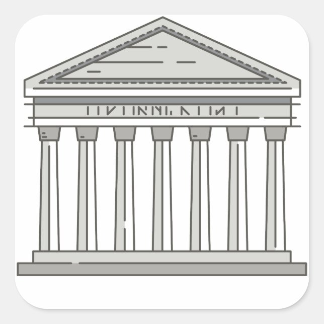 Europa antiker römischer Pantheon-Tempel WorldLand Quadratischer Aufkleber (Vorderseite)