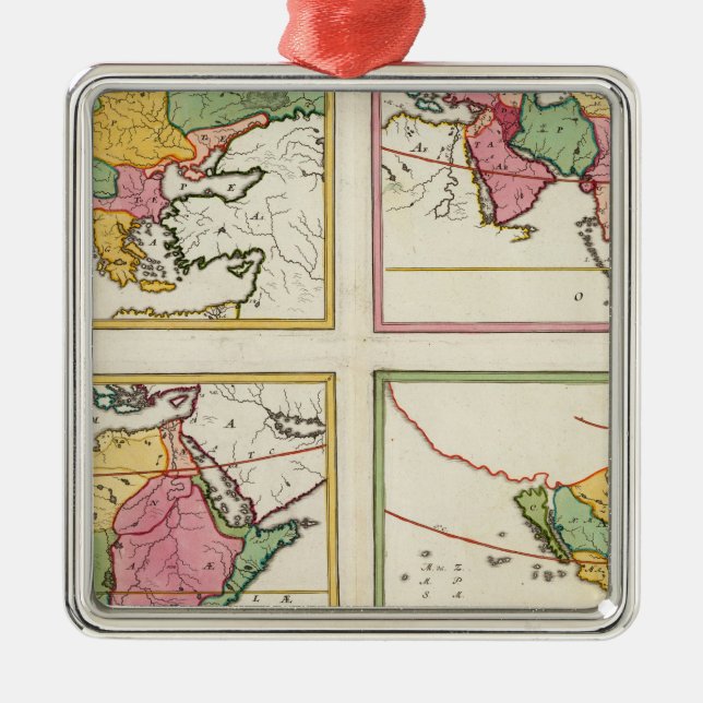 Europa, Asien, Afrika, Amerika Silbernes Ornament (Vorne)