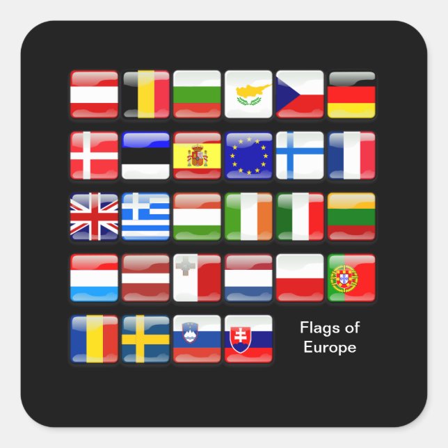 EUROPA: Flaggen Europas Quadratischer Aufkleber (Vorderseite)
