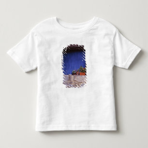 Europa, Frankreich, Cereste. Eine blaue Tür bringt Kleinkind T-shirt