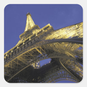 Europa, Frankreich, Paris, Eiffelturm, Abend 2 Quadratischer Aufkleber