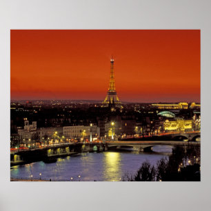 Europa, Frankreich, Paris Sonnenuntergang mit Blic Poster