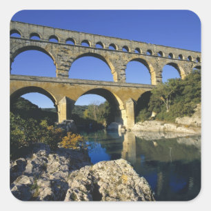 Europa, Frankreich, Pont du Gard. Pont du Gard, Quadratischer Aufkleber