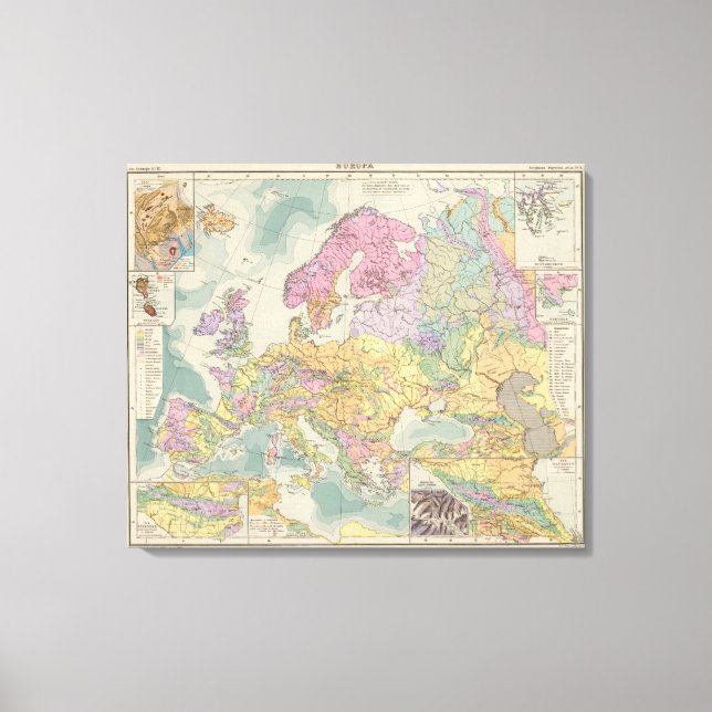 Europa - Geologische Karte Europas Leinwanddruck (Vorderseite)