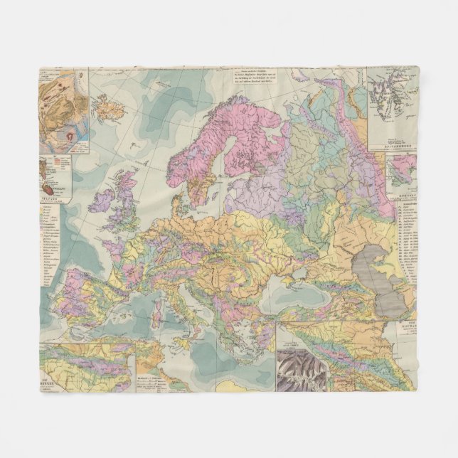 Europa - geologische Karte von Europa Fleecedecke (Vorderseite (Horizontal))
