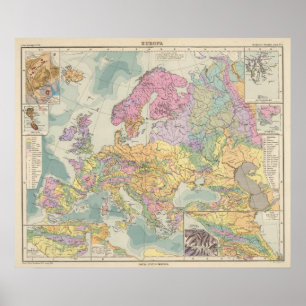 Europa - geologische Karte von Europa Poster