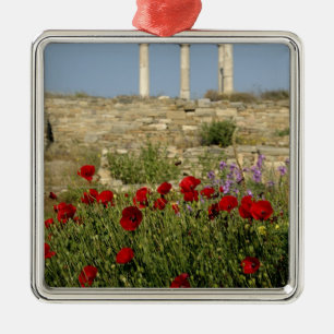 Europa, Griechenland, Kykladen, Delos. Säulenruine Ornament Aus Metall
