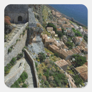Europa, Griechenland, Peloponnes, Monemvasia Quadratischer Aufkleber