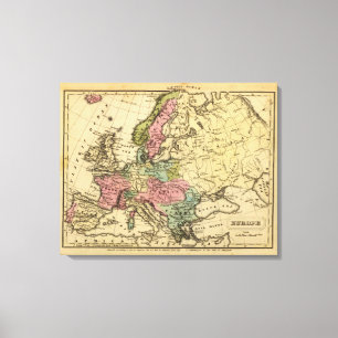 Europa-Handfarbiger Atlas-Karte 2 Leinwanddruck