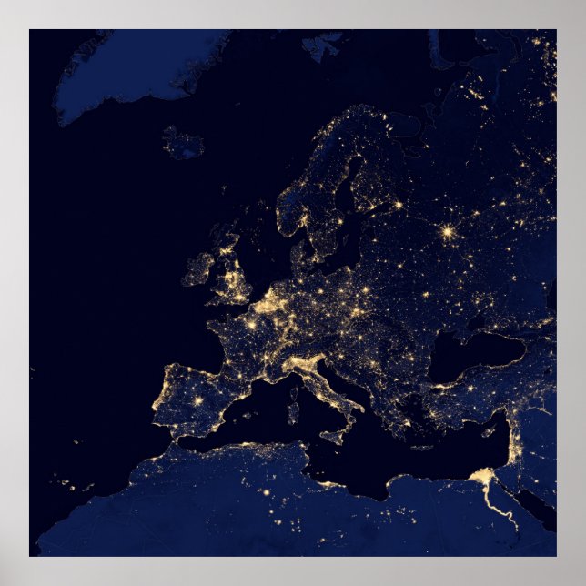 Europa in der Nacht Poster (Vorne)