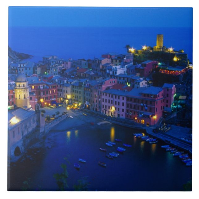Europa, Italien, Cinque Terre, Vernazza. Hillside Fliese (Vorderseite)