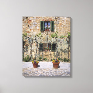 Europa, Italien, Monteriggioni. Ein Steinhaus ist Leinwanddruck