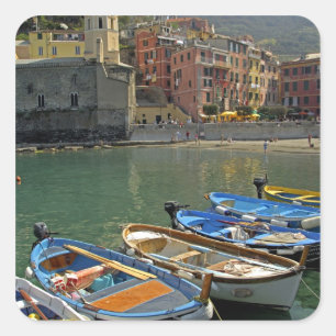 Europa, Italien, Region Ligurien, Cinque Terre, 2 Quadratischer Aufkleber