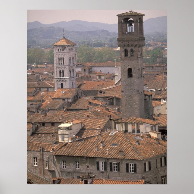 Europa, Italien, Toskana, Lucca, Stadpanorama Poster (Vorne)