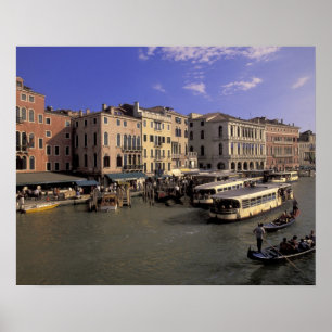 Europa, Italien, Venedig, Bootsverkehr bei Rialto Poster