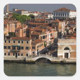 Europa, Italien, Venedig. Kanalansichten. UNESCO Quadratischer Aufkleber