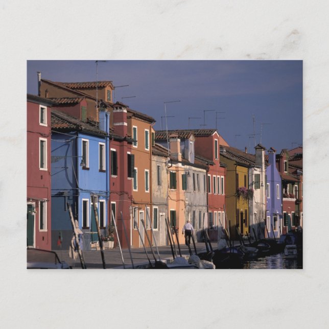 Europa, Italien, Venedig. Mehrfarbige Häuser Postkarte (Vorderseite)