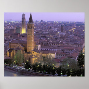 Europa, Italien, Venetien, Verona. Blick vom Caste Poster