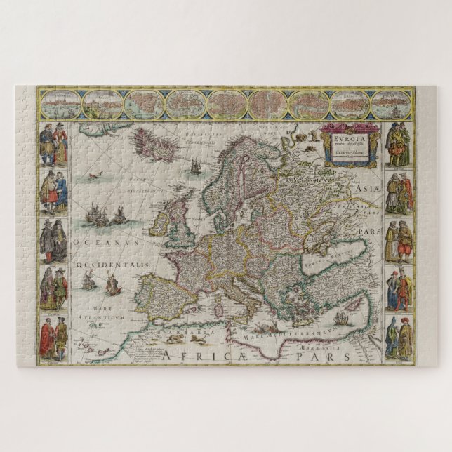 Europa-Karte des Mittelalters (von Willem Blaeu) (Horizontal)