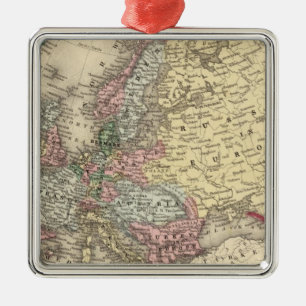 Europa-Karte durch Mitchell Silbernes Ornament