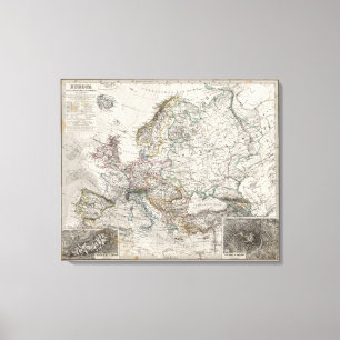 Europa-Karte durch Stieler Leinwanddruck