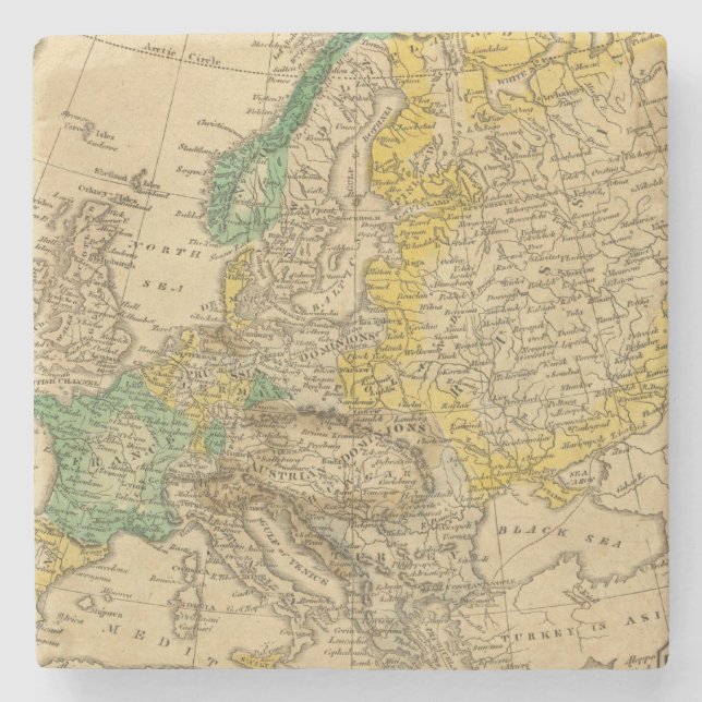 Europa-Karte durch Worcester Steinuntersetzer (Vorderseite)