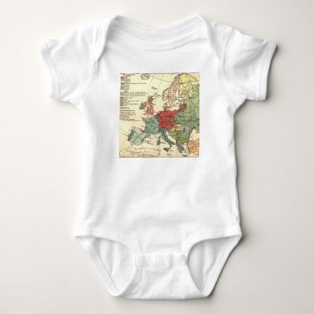 Europa-Karte-Länder - Weltantike Baby Strampler (Vorderseite)
