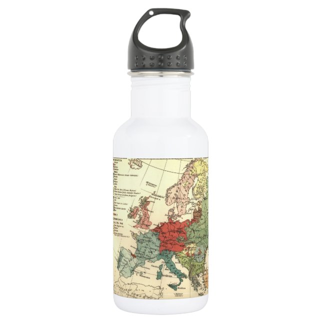 Europa-Karte-Länder - Weltantike Edelstahlflasche (Vorderseite)