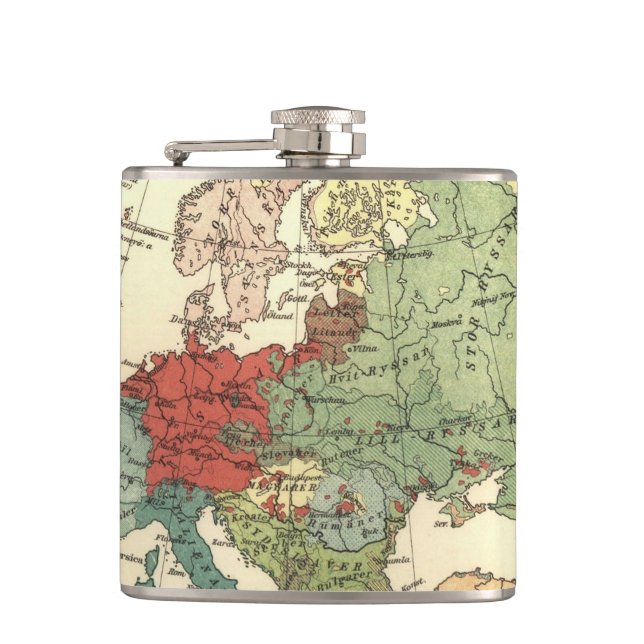 Europa-Karte-Länder - Weltantike Flachmann (Vorderseite)
