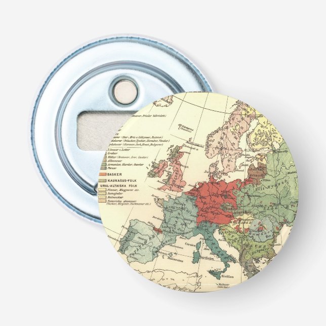 Europa-Karte-Länder - Weltantike Flaschenöffner (Vorderseite)