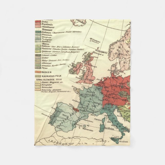Europa-Karte-Länder - Weltantike Fleecedecke (Vorderseite)