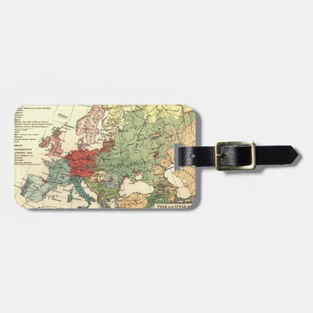 Europa-Karte-Länder - Weltantike Gepäckanhänger (Vorderseite horizontal)