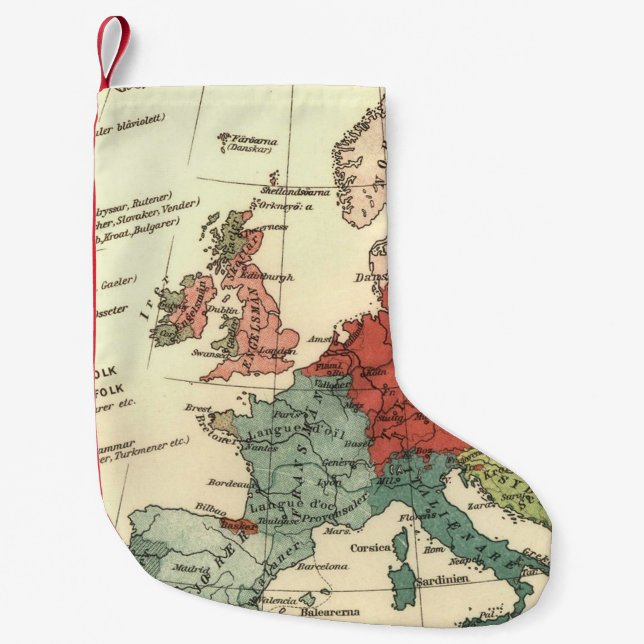 Europa-Karte-Länder - Weltantike Kleiner Weihnachtsstrumpf (Vorderseite)