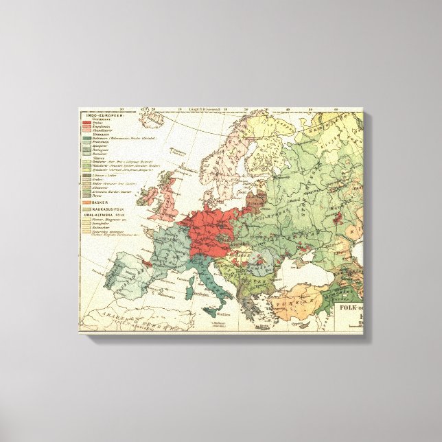 Europa-Karte-Länder - Weltantike Leinwanddruck (Vorderseite)
