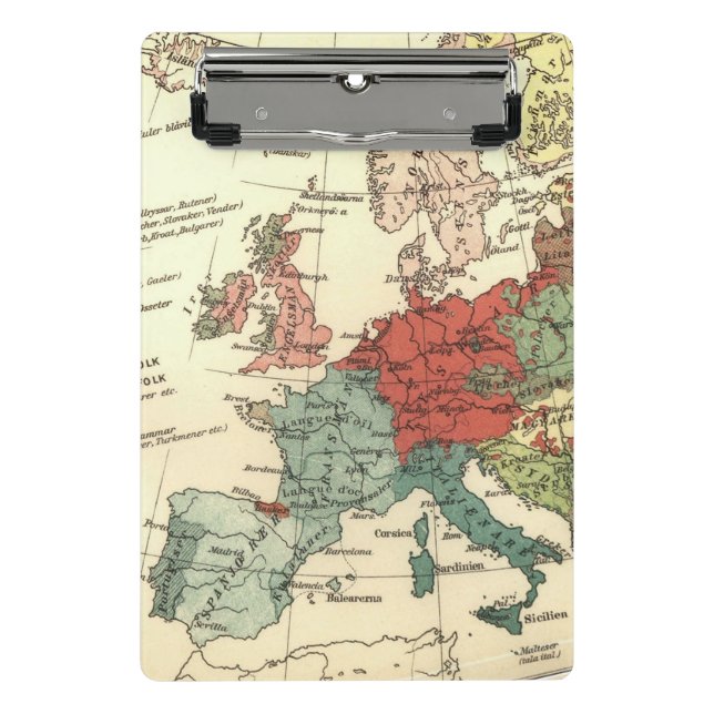 Europa-Karte-Länder - Weltantike Mini Klemmbrett (Vorderseite)