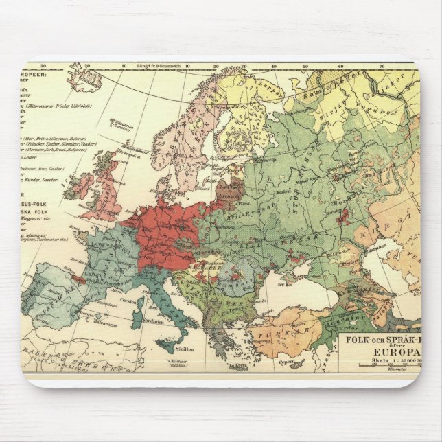 Europa-Karte-Länder - Weltantike Mousepad (Vorne)