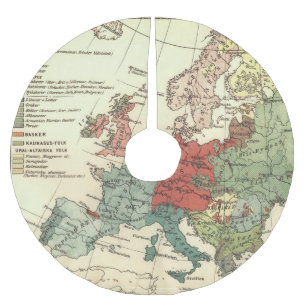 Europa-Karte-Länder - Weltantike Polyester Weihnachtsbaumdecke