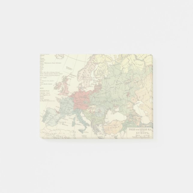 Europa-Karte-Länder - Weltantike Post-it Klebezettel (Vorderseite)