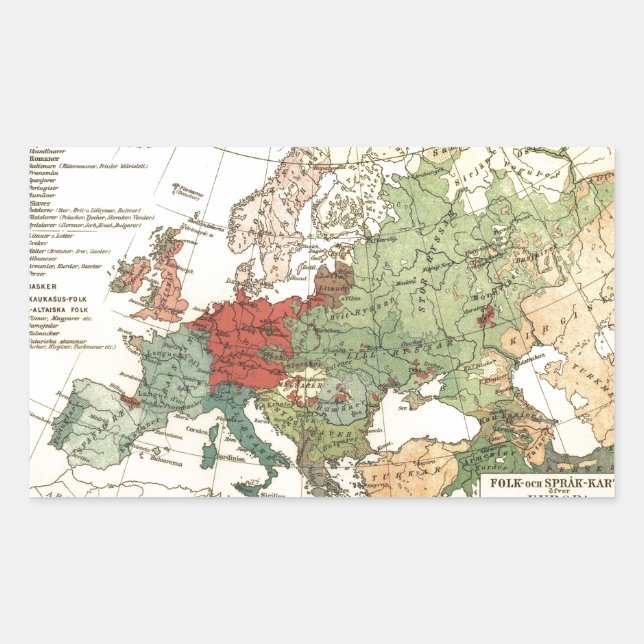 Europa-Karte-Länder - Weltantike Rechteckiger Aufkleber (Vorderseite)