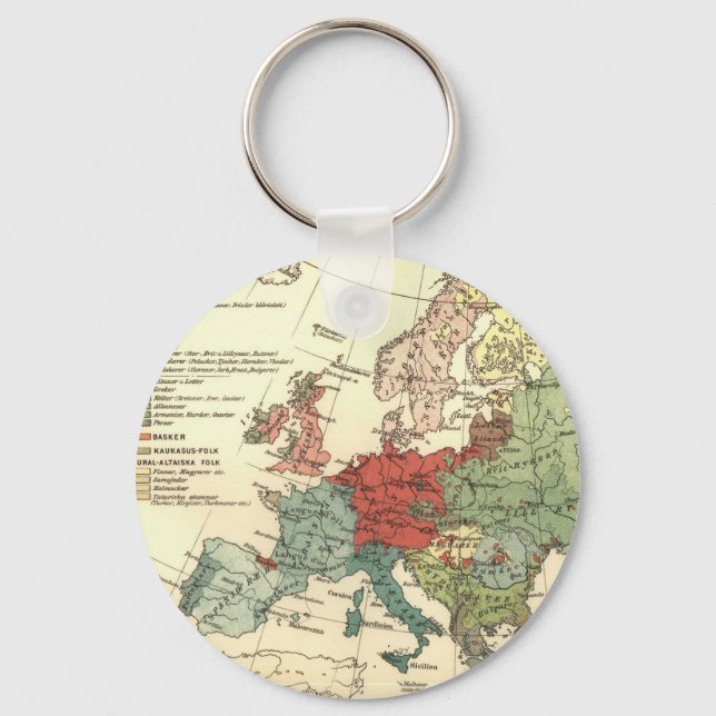 Europa-Karte-Länder - Weltantike Schlüsselanhänger (Vorderseite)