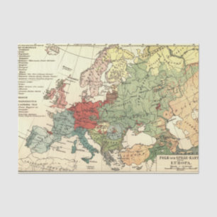Europa-Karte-Länder - Weltantike Seidenpapier