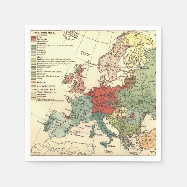 Europa-Karte-Länder - Weltantike Serviette (Vorderseite)