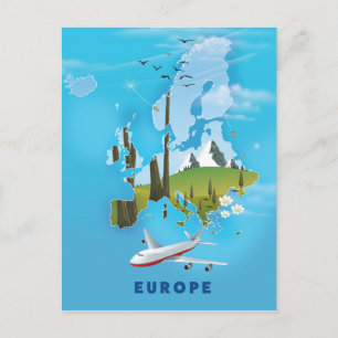 Europa-Karte Landschaft-Reiseposter Postkarte