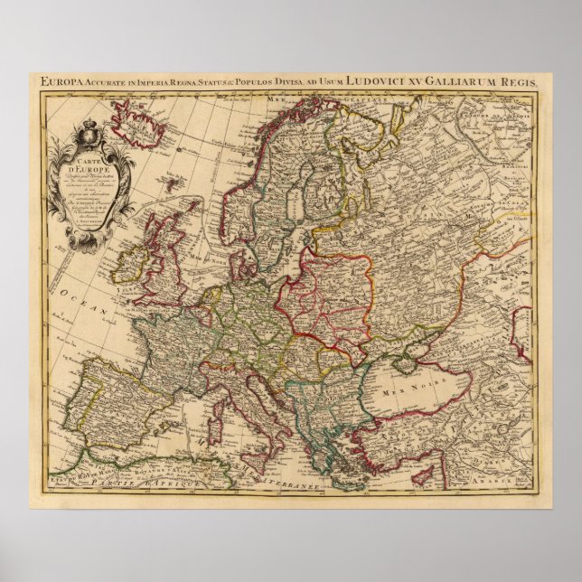 Europa-Karte Poster (Vorne)