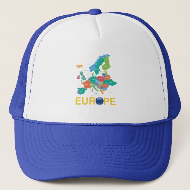 Europa-Karte Truckerkappe (Vorderseite)