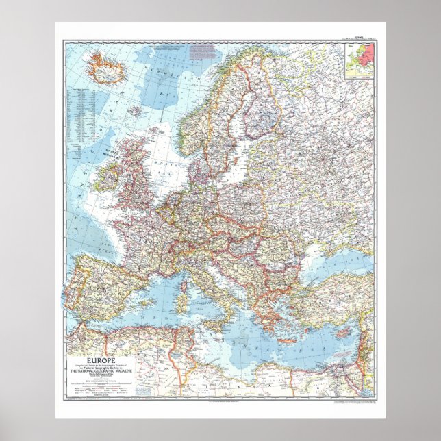"Europa: Klassische politische Karte des KALTEN Poster (Vorne)