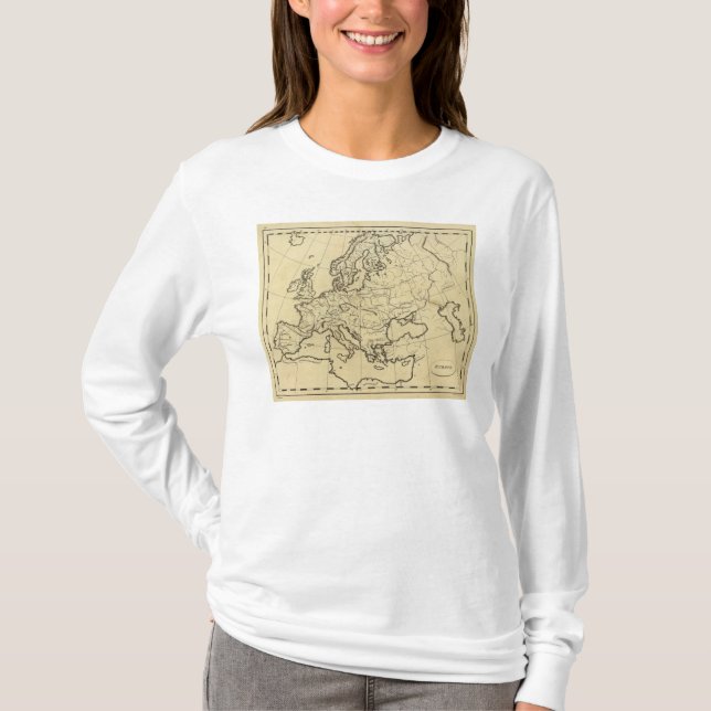 Europa-Konturkarte T-Shirt (Vorderseite)