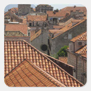 Europa, Kroatien. Mittelalterliche Stadtmauer von  Quadratischer Aufkleber
